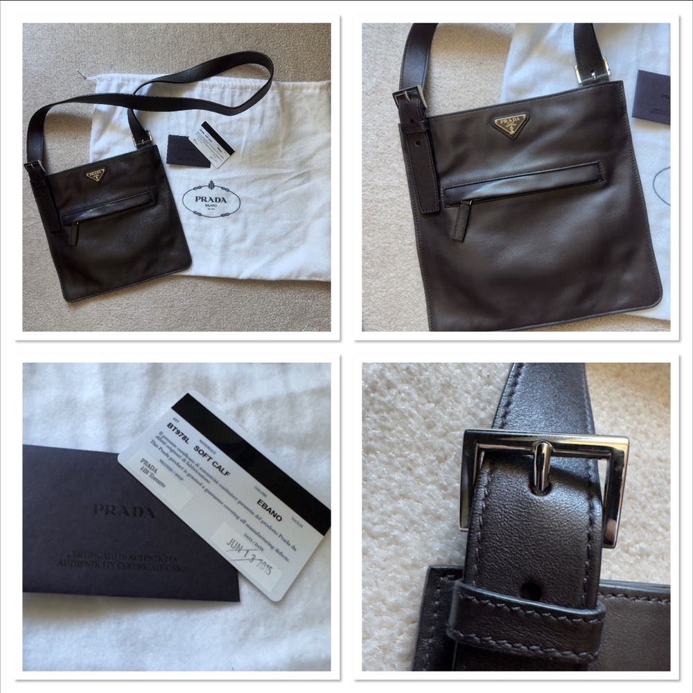 PRADA SHOULDER LEATHER BAG IN BROWN